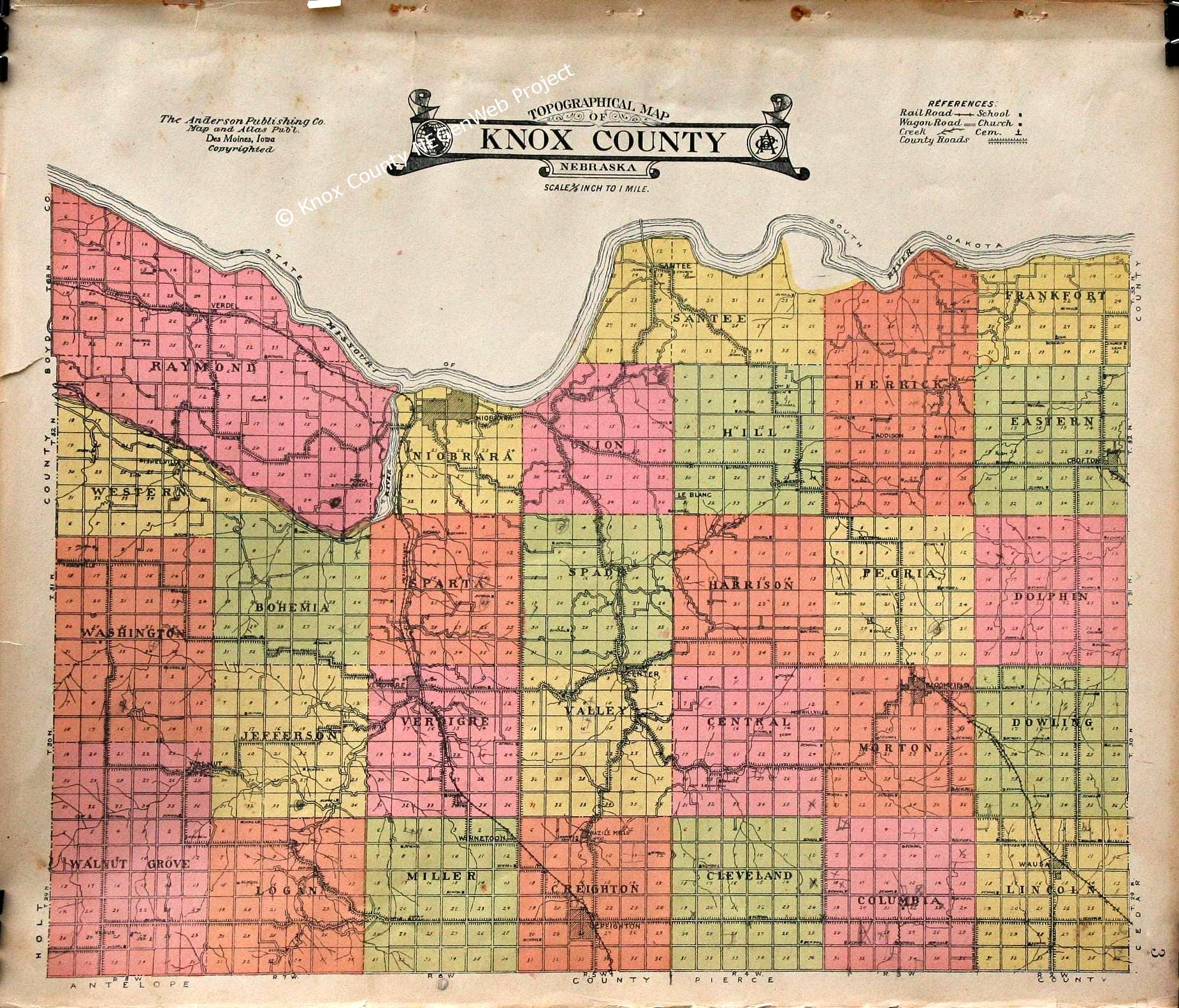 1920 Map of Knox County Nebraska